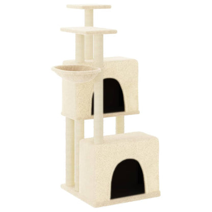 Rascador Para Gatos Con Postes De Sisal Color Crema 122 Cm_0