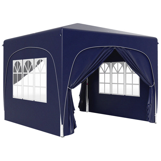 Outsunny Carpa Plegable Gazabo 3x3 M Con Paneles Laterales Upf50+ Azul Oscuro_0