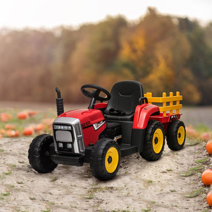 Homcom Tractor Eléctrico Con Remolque Para Niños 3-6 Años 136,5x50x52,5 Cm Rojo_1