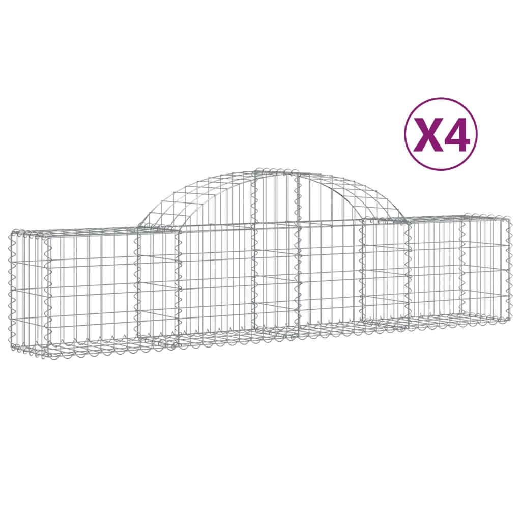 Cestas De Gaviones 4 Uds Forma De Arco Hierro 200x30x40/60 Cm_0