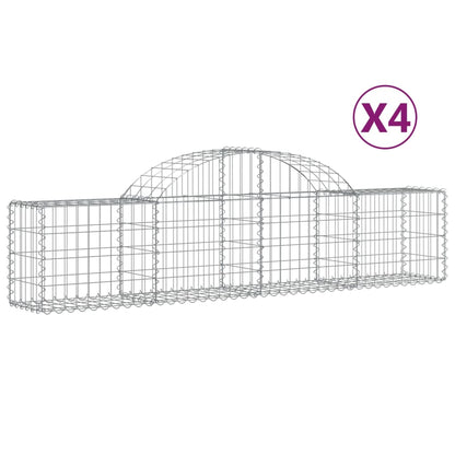 Cestas De Gaviones 4 Uds Forma De Arco Hierro 200x30x40/60 Cm_0