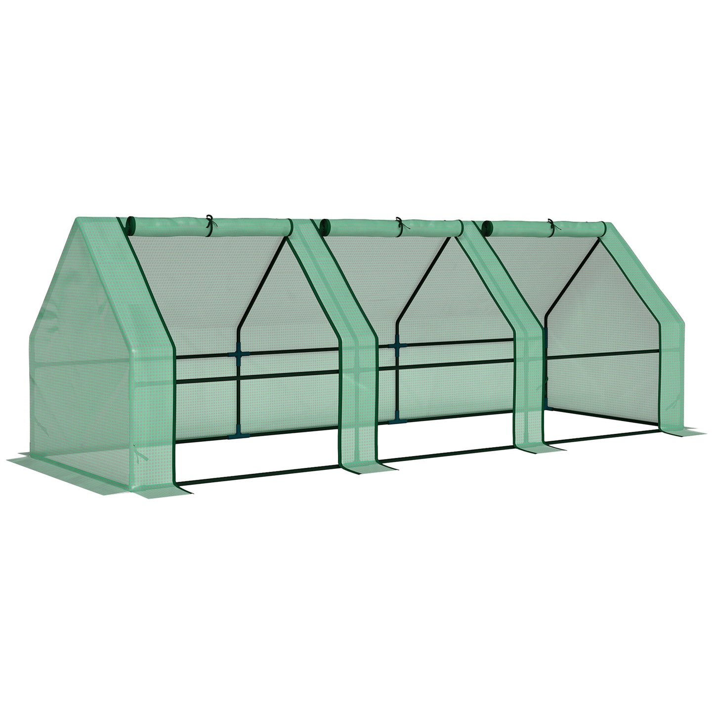 Outsunny Invernadero Jardín 270x90x90 Cm Tubo Acero Con 3 Ventanas Para Plantas_0