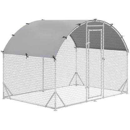 Pawhut Gallinero Para Exterior Grande De Acero Galvanizado 280x190x197 Cm Plata_0