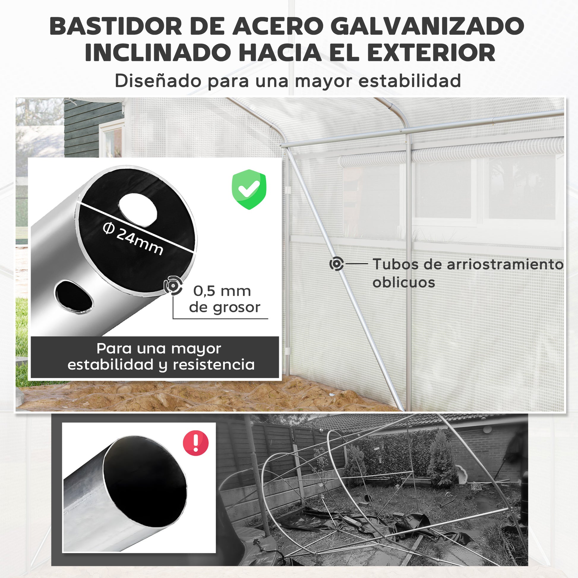 Outsunny Invernadero De Exterior 4x3x2 M Con Cubierta De Pe Anti-uv Blanco_5