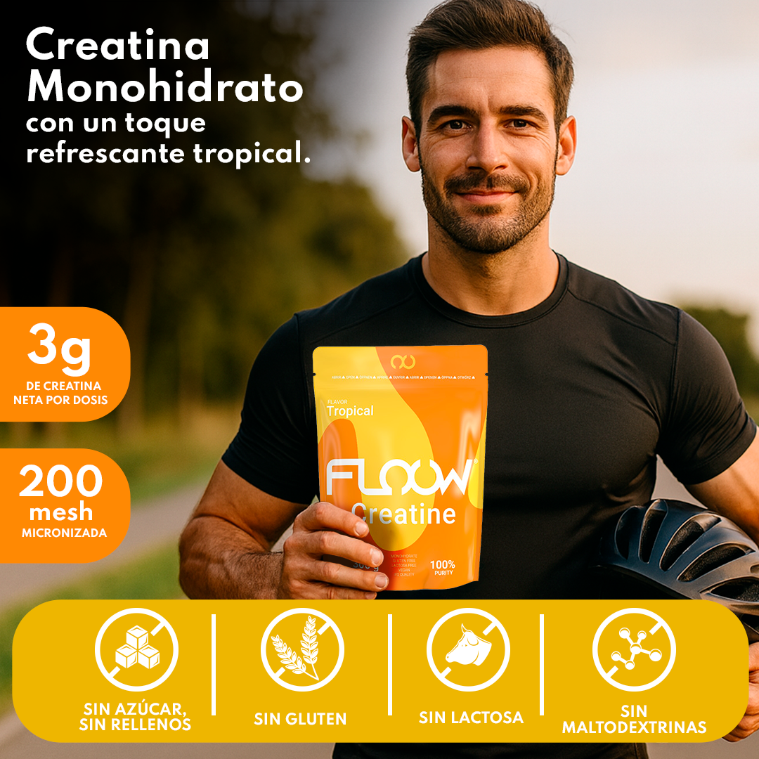 Creatina Monohidrato En Polvo 306g (102 Dosis) - Creatina Pura Sabor Tropical - Suplemento Deportivo Para Masa Muscular_1