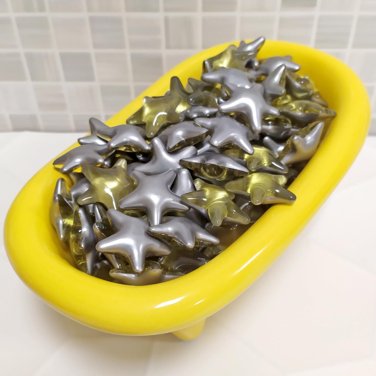 Caja 40 Perlas De Baño Con Aroma A Manzana - Con Aceite De Soja - Hidratante Y Aromática - Forma Estrella_4