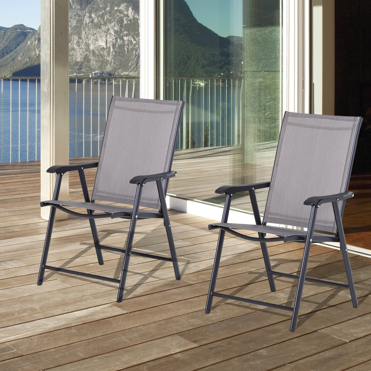Outsunny Conjunto De 2 Sillas Plegables Con Reposabrazos Para Jardín O Terraza_1