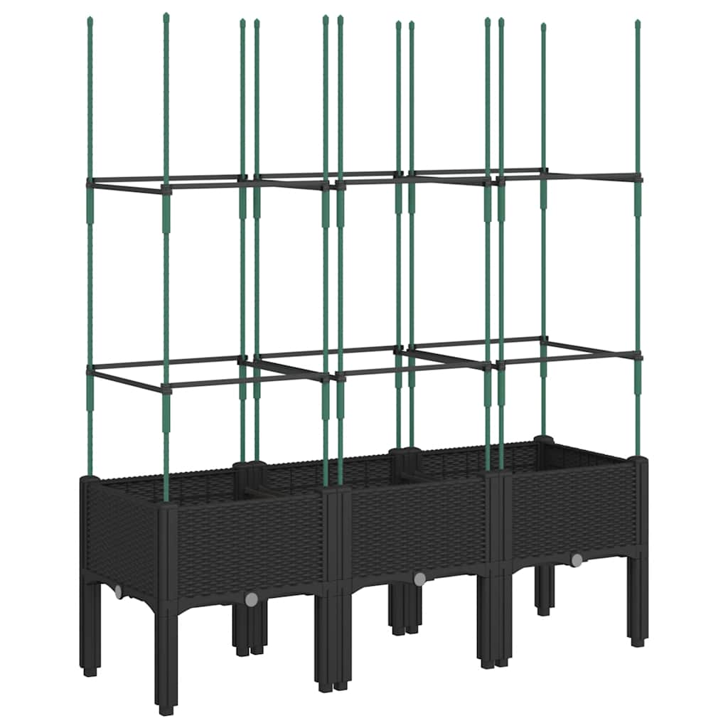 Jardinera Con Enrejado Pp Negro 120x40x142,5 Cm_0