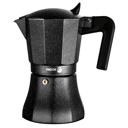 Cafetera Italiana Aluminio 9 Tazas Café, Junta Silicona, Vitrocerámica, Gas, Eléctrica Fagor 81cffgati09 Negro_0