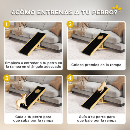 Pawhut Rampa Para Perros Plegable Con Altura Ajustable 83,5x35x47,5 Cm Natural_4