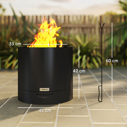 Outsunny Brasero Exterior Redondo Ø45x42 Cm De Acero Con Atizador Y Bandeja_2