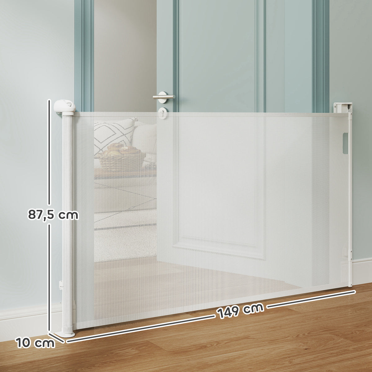 Pawhut Barrera Para Perros Retráctil 0-125 Cm Con Interruptor De Cierre Blanco_2