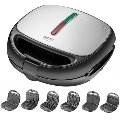 Sandwichera 6 En 1 Gofrera Grill-plancha, Galletas, Bandejas Intercambiables Antiadherentes Camry Cr3057 1200w_0
