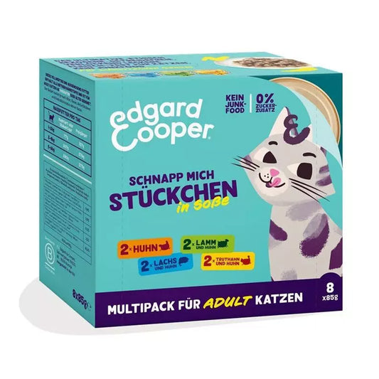 Multipack 8 x 85 g Trocitos en salsa Comida Húmeda Edgard & Cooper