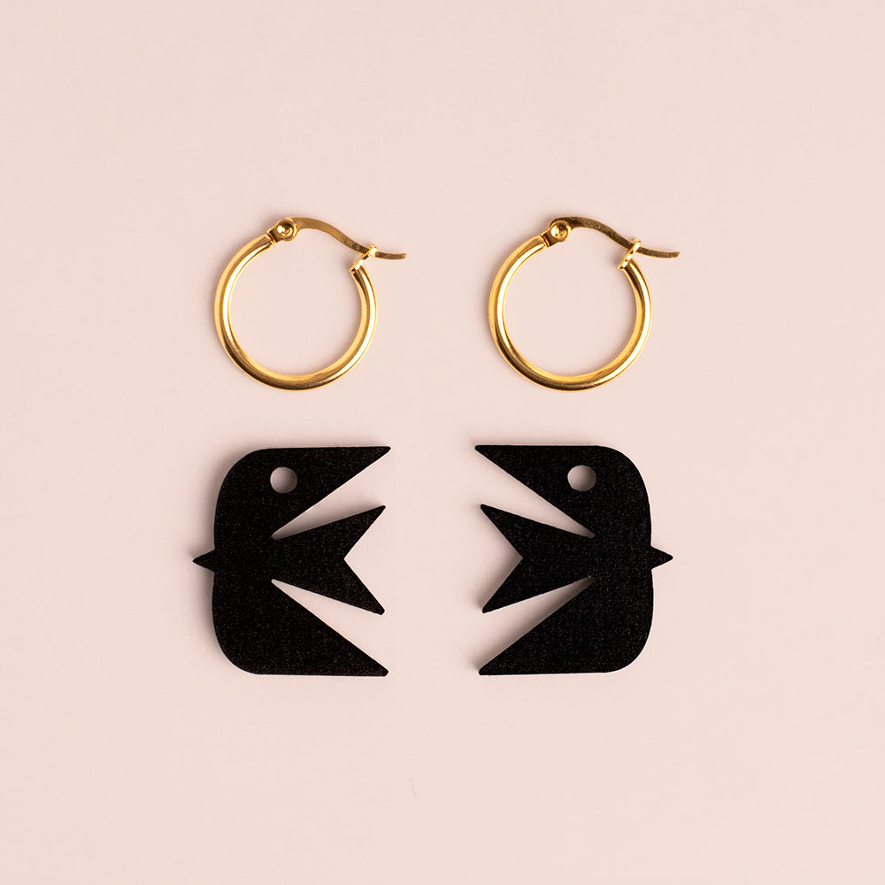 Pendientes Golondrina - Aro de Acero Quirúrgico y Bañado en Oro de 18k - Nature Vibes_2