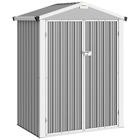 Outsunny Caseta De Jardín Exterior 1,1 M² 136x87x178 Cm Puertas Abatibles Gris_0