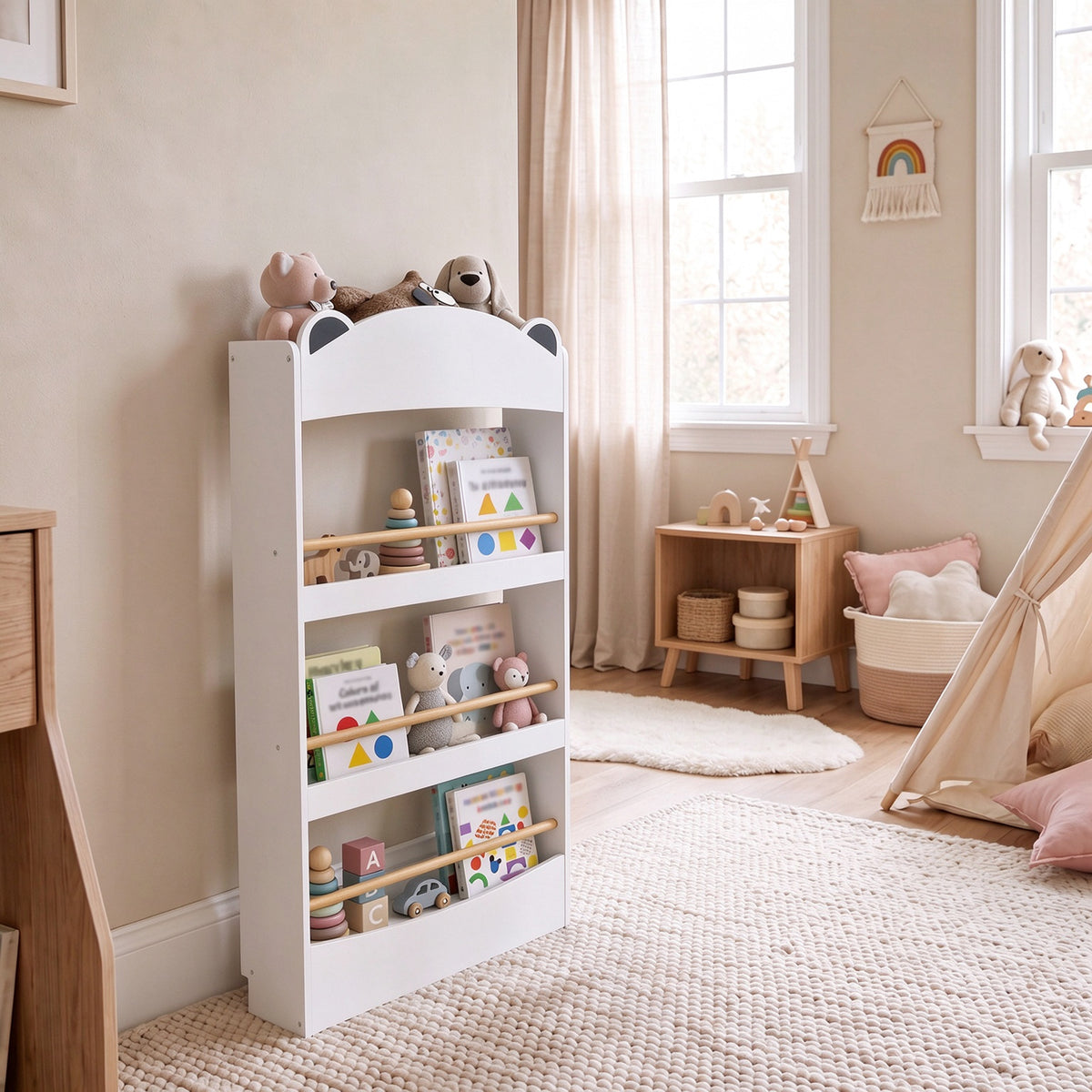 Estante Infantil Para Livros Aiyaplay Aglomerado De Madeira, Mdf Branco_4