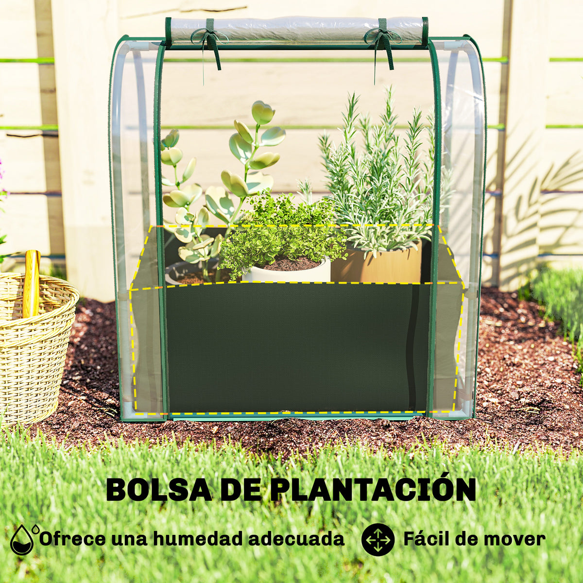 Invernadero Pequeño Outsunny Acero, Plástico Verde Oscuro 68x50x70 Cm_3