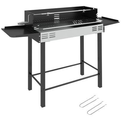 Outsunny Barbacoa De Carbón Portátil Con Pincho Giratorio Estantes Negro_0