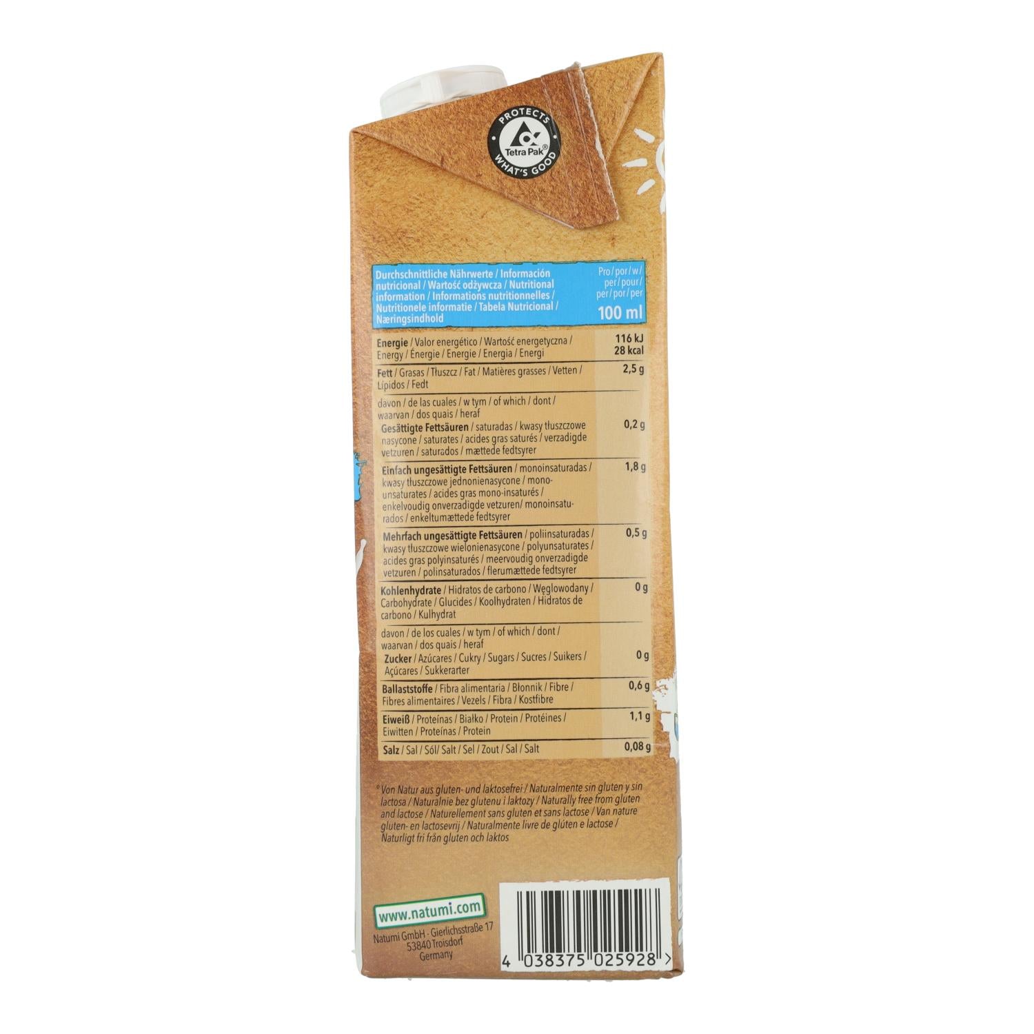 Bebida Almendras sin azúcar Bio Natumi 1 L