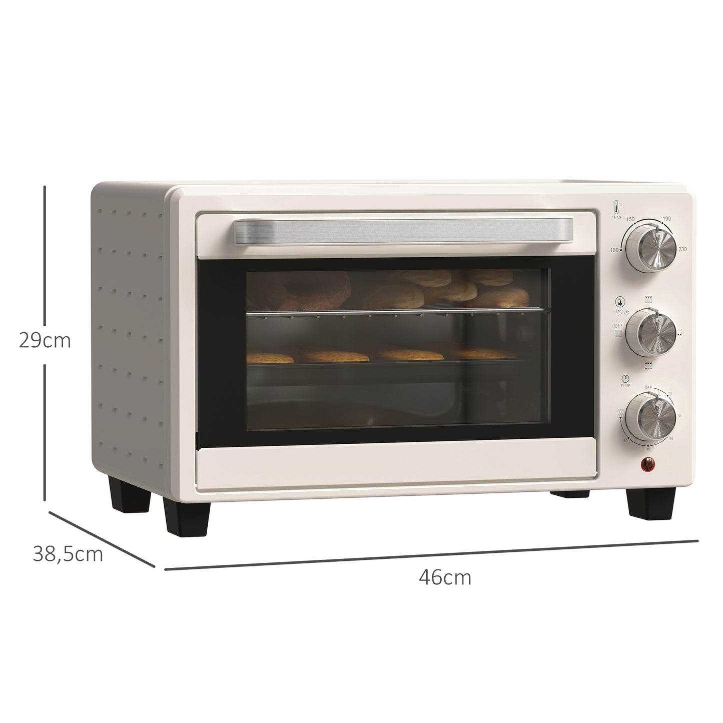 Homcom Horno Eléctrico De Sobremesa De 21l 1400w Con Temporizador Crema_2