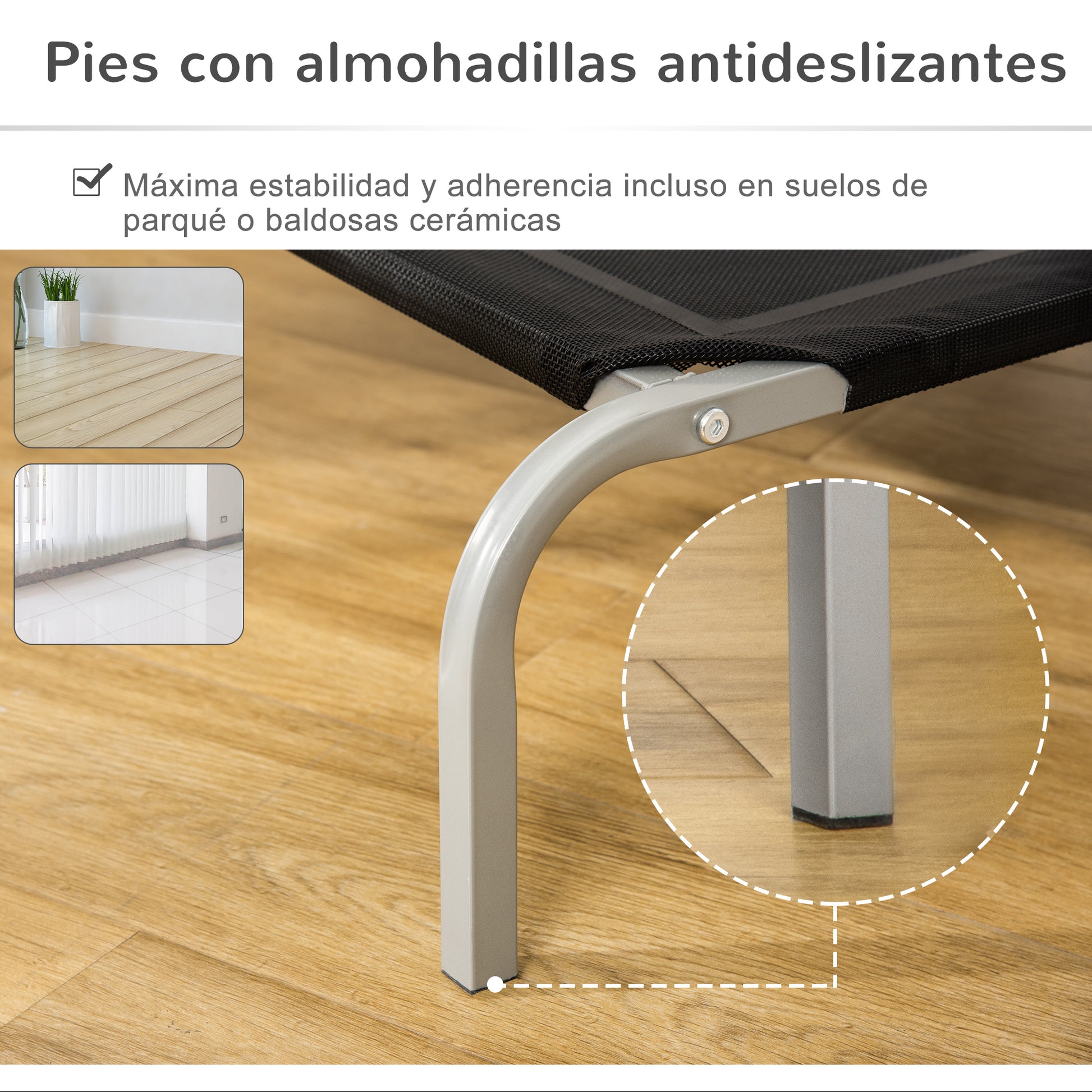 Pawhut Cama Elevada Perros Transpirable Para Interiores Y Exterior 90x65x20 Cm_5
