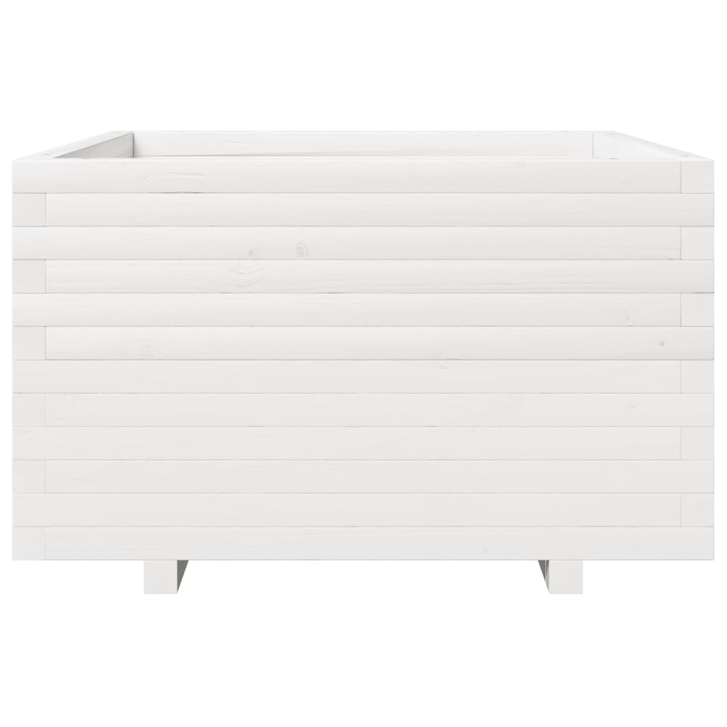 Jardinera Madera Maciza De Pino Blanco 80x80x49,5 Cm_4
