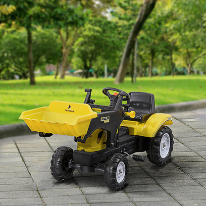 Homcom Tractor A Pedales Para Niños 3 Años Pala Delantera 114x41x52 Cm Amarillo_1
