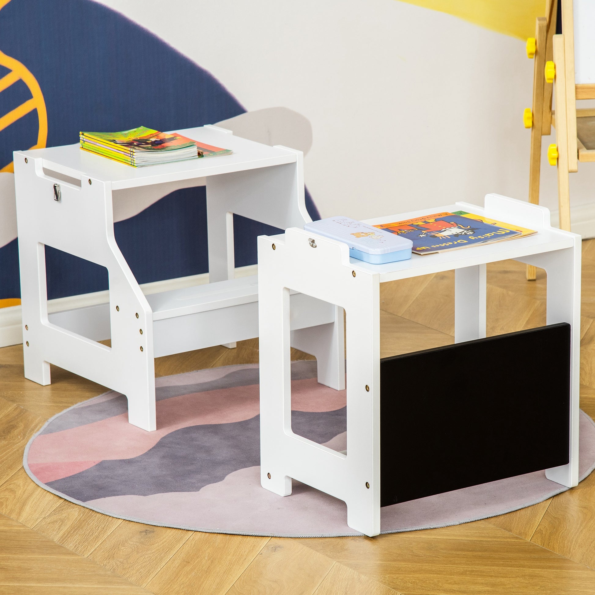 Homcom Torre De Aprendizaje Para Niños Convertible Escritorio Pizarra 42x44x86cm_4