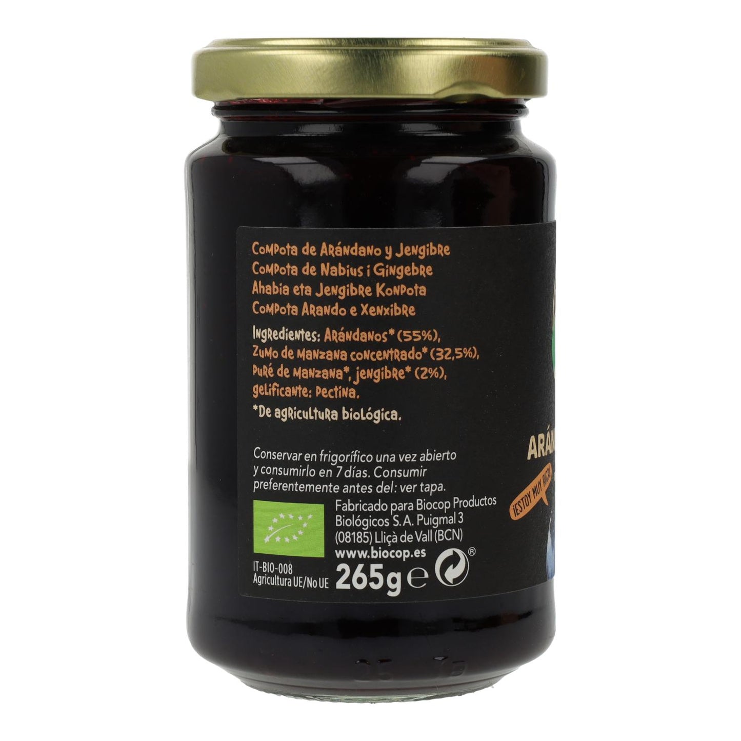 Compota de Arándanos y Jengibre BIO Biocop 265 g