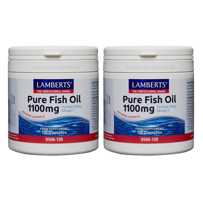 Pack 2x Aceite de Pescado Puro, Lamberts, 1100 mg