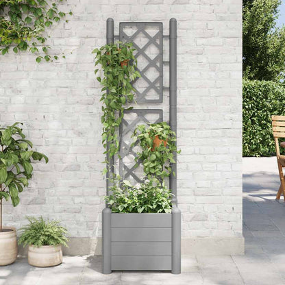 Jardinera Con Enrejado Pp Gris Piedra 43x43x142 Cm_2