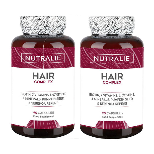 Pack 2x Nutralie Hair Complex + Biotina y Zinc Vitaminas Cabello 90 cápsulas