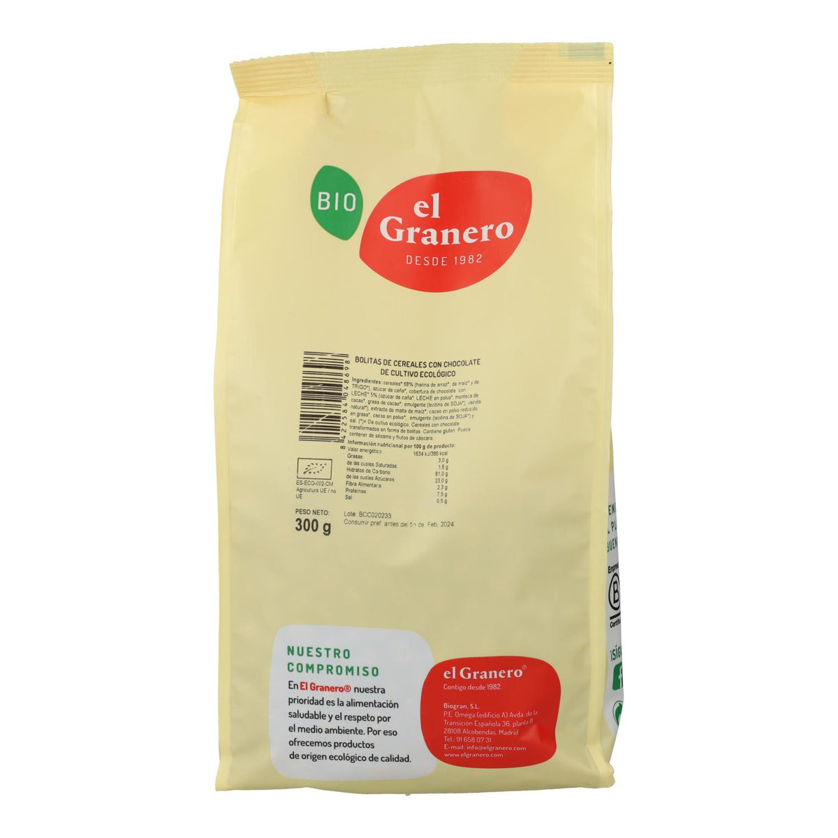 Bolitas de Cereales con Chocolate El Granero, 300g