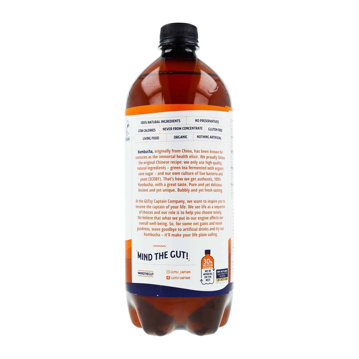 Bebida Kombucha BIO Jengibre y Limón Captain Kombucha 1 L