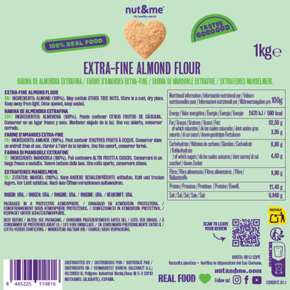 Harina de Almendra extrafina (especial pastelería) Nut&amp;me 1 kg