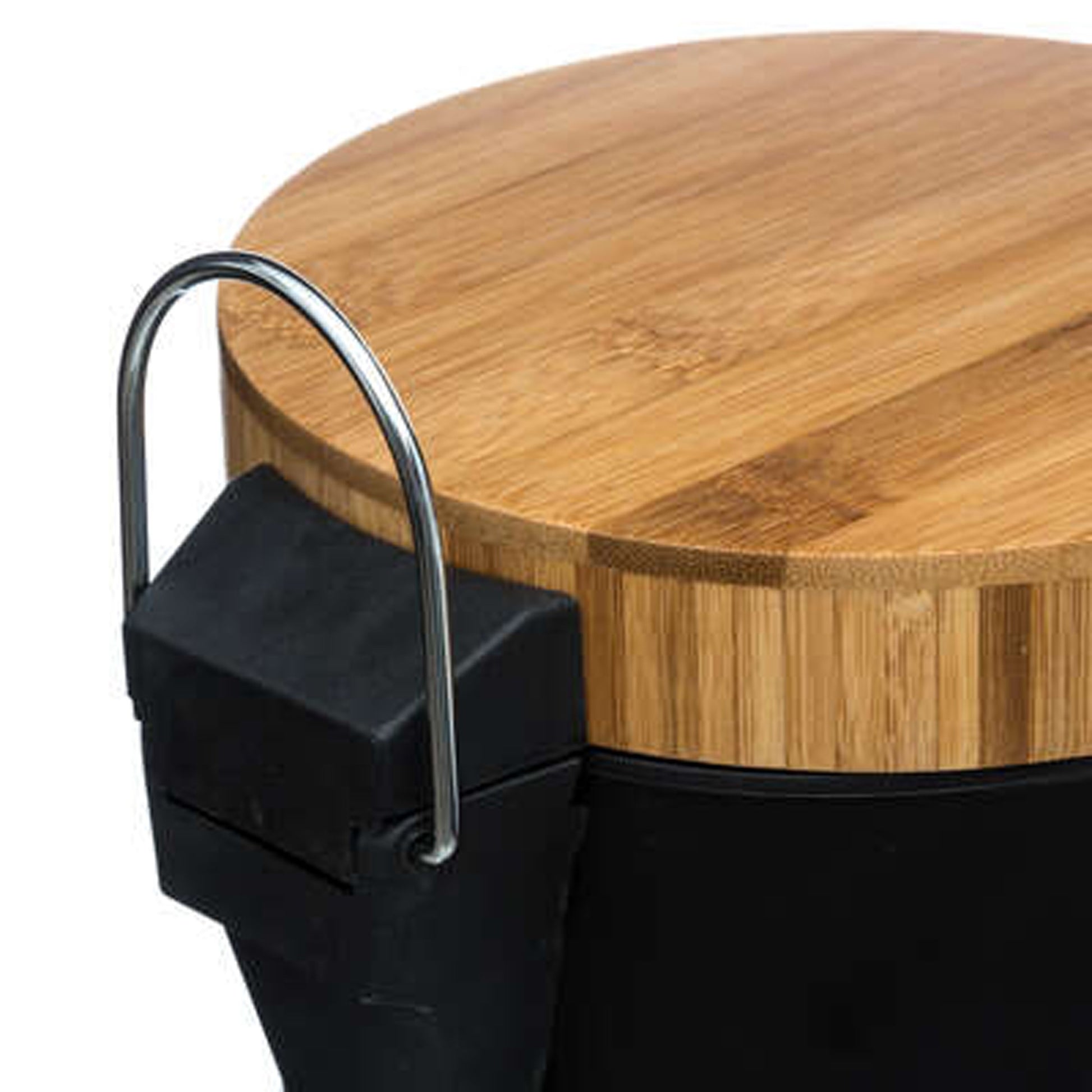 Cubo Pedal 3l Metal Bamboo Negro_2