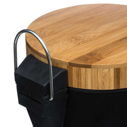 Cubo Pedal 3l Metal Bamboo Negro_2