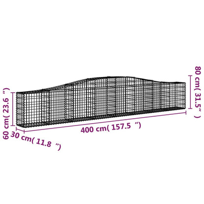 Cestas De Gaviones 5 Uds Forma De Arco Hierro 400x30x60/80 Cm_5