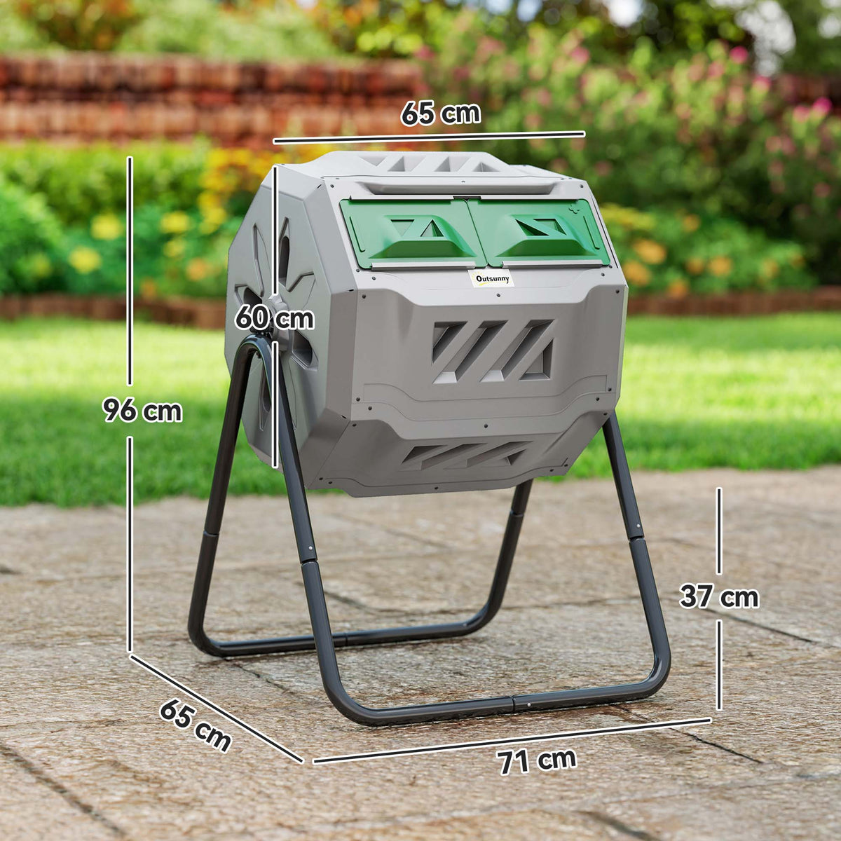 Outsunny Compostador De Tambor Giratorio 160l De Doble Cámara Marco De Acero_2