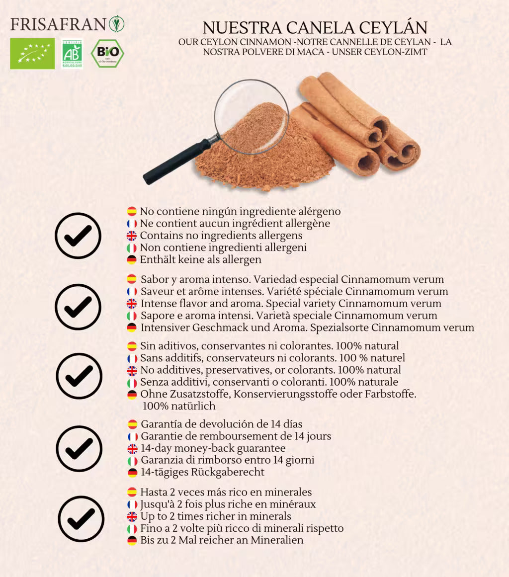 Canela Ceylan En Polvo Ecológica | Calidad | Frisafran 500 G_5
