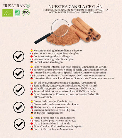 Canela Ceylan En Polvo Ecológica | Calidad | Frisafran 500 G_5