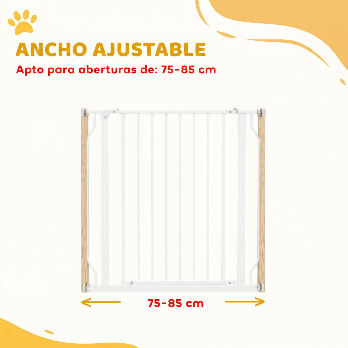 Pawhut Barrera De Seguridad Para Puertas Y Escaleras 75-85x76 Cm Blanco_3