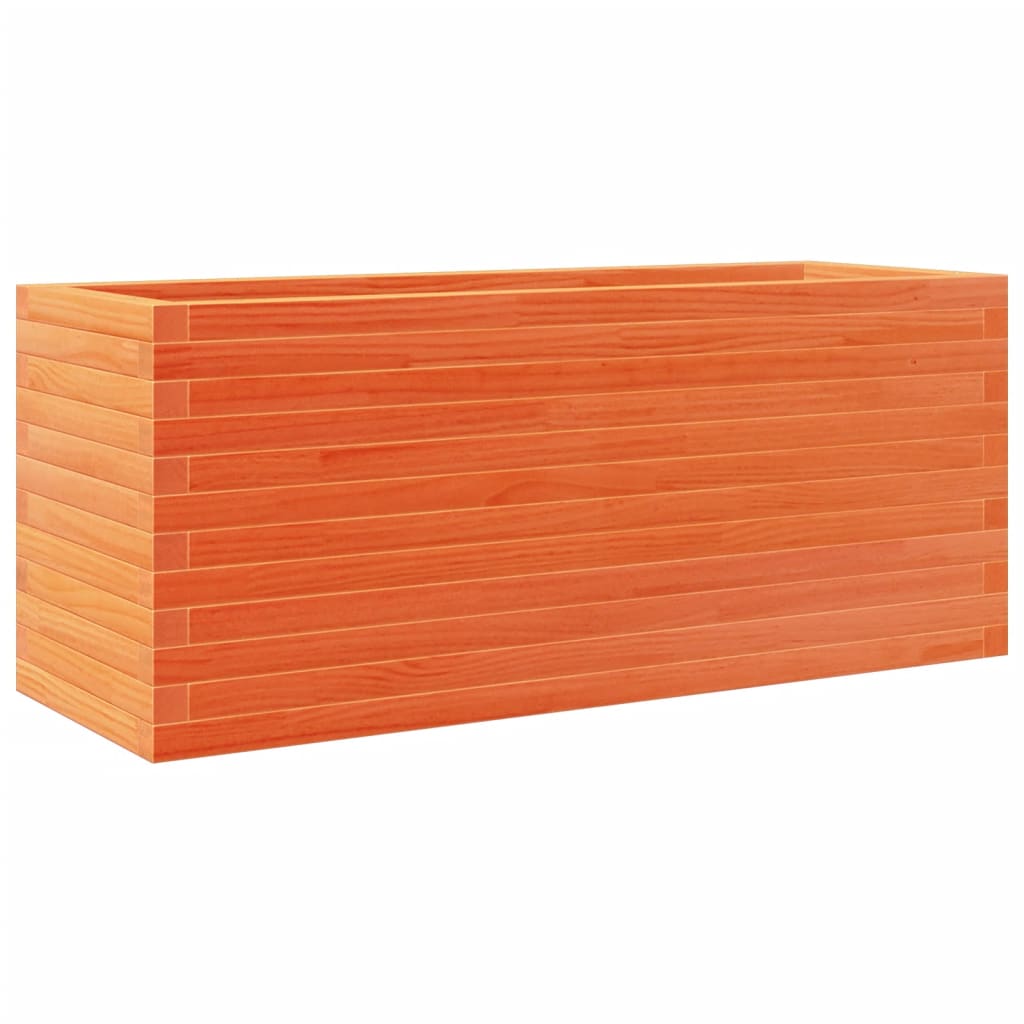 Jardinera De Madera Maciza De Pino Marrón Cera 110x40x45,5 Cm_0