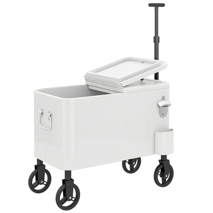 Carrito Nevera Outsunny Acero, Pu Blanco 75x35x120 Cm_0