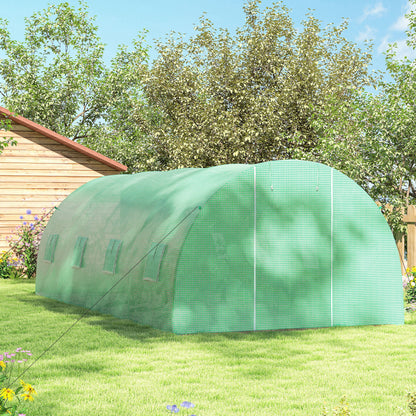 Outsunny Invernadero De Túnel 6x3x2 M Con Puerta Enrollable Y 8 Ventanas Verde_4
