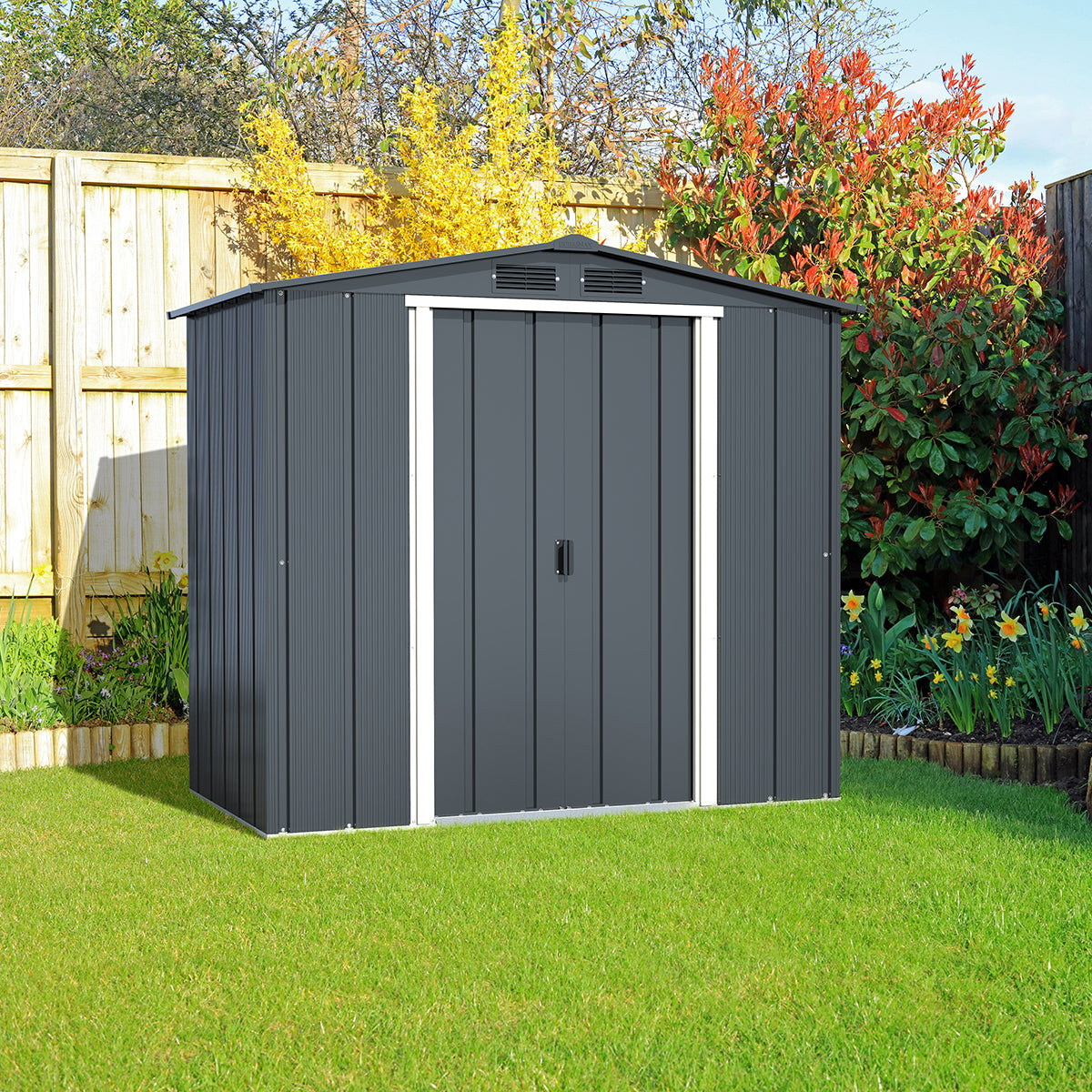 Duramax - Caseta Cobertizo Jardín - Eco Denia 6x4 - Metal - Gris Antracita_2