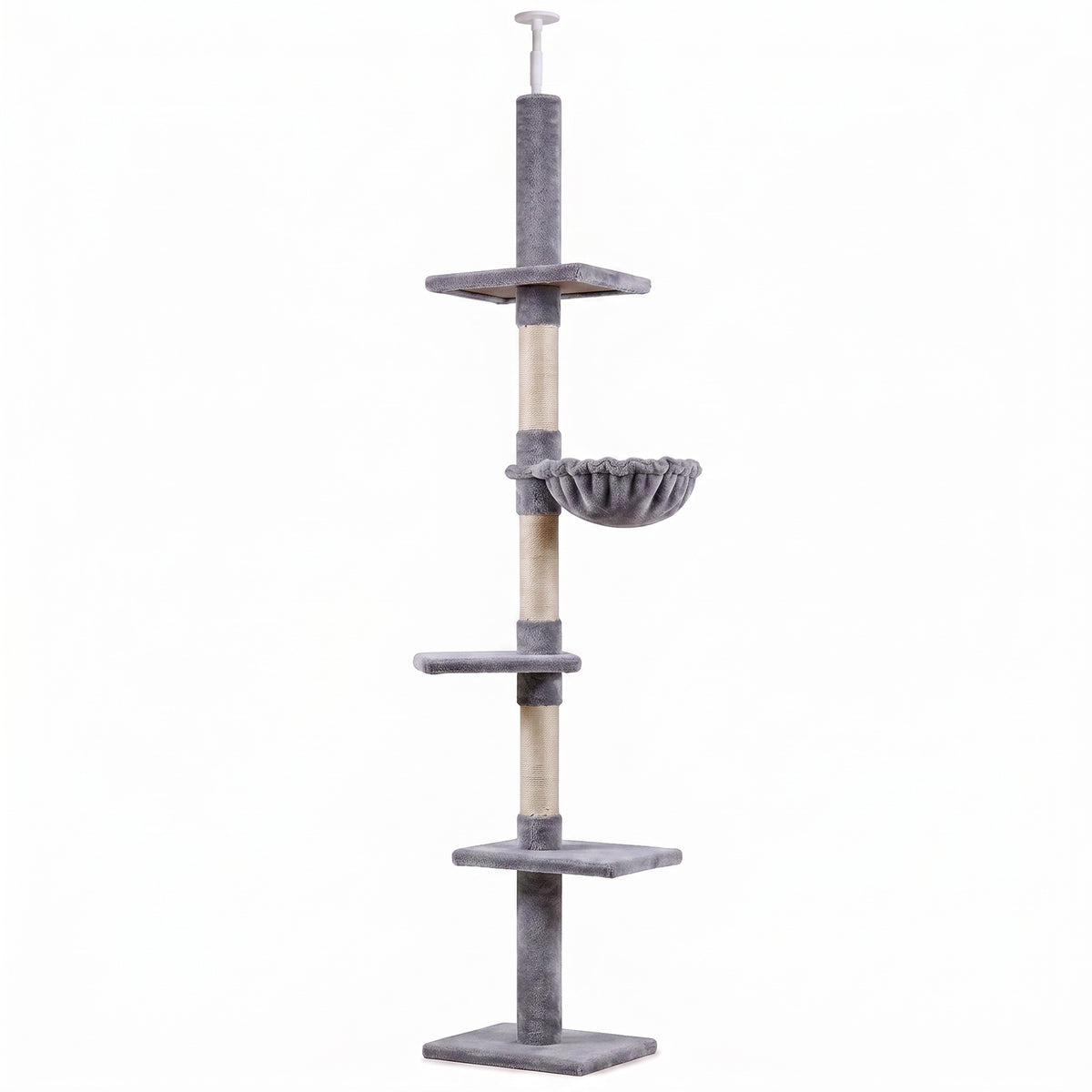 Pawhut Árbol Para Gatos De Suelo Al Techo De 230-260 Cm Con Plataformas Gris_0