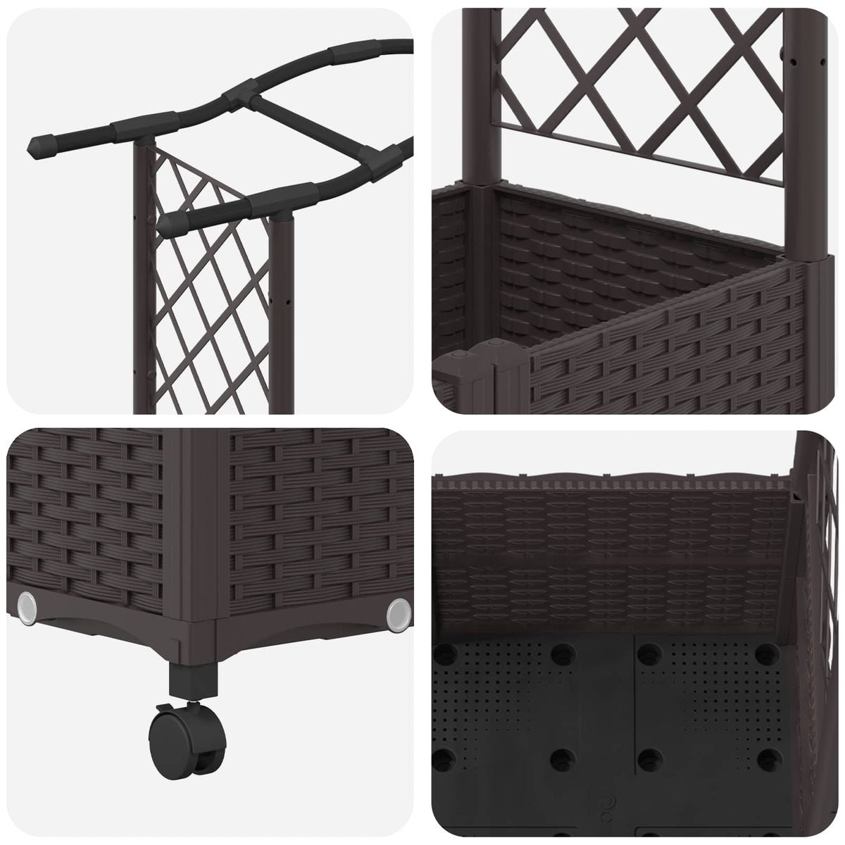 Cama Elevada Con Trellis Y Techo Marrón 164 X 40 X 144 Cm Pp_5