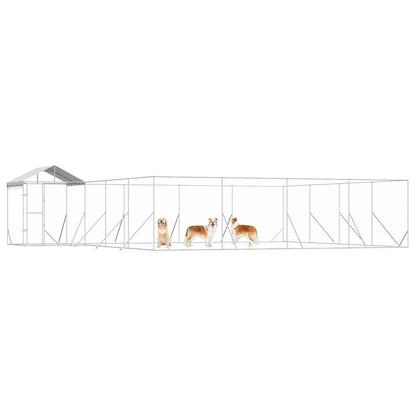 Perrera De Exterior Con Techo Acero Galvanizado Plata 10x8x2,5m_3